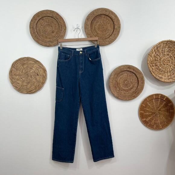 Triarchy Dark Denim High Waist High Rise Side Pocket Straight Leg Jeans 26 - Picture 1 of 8